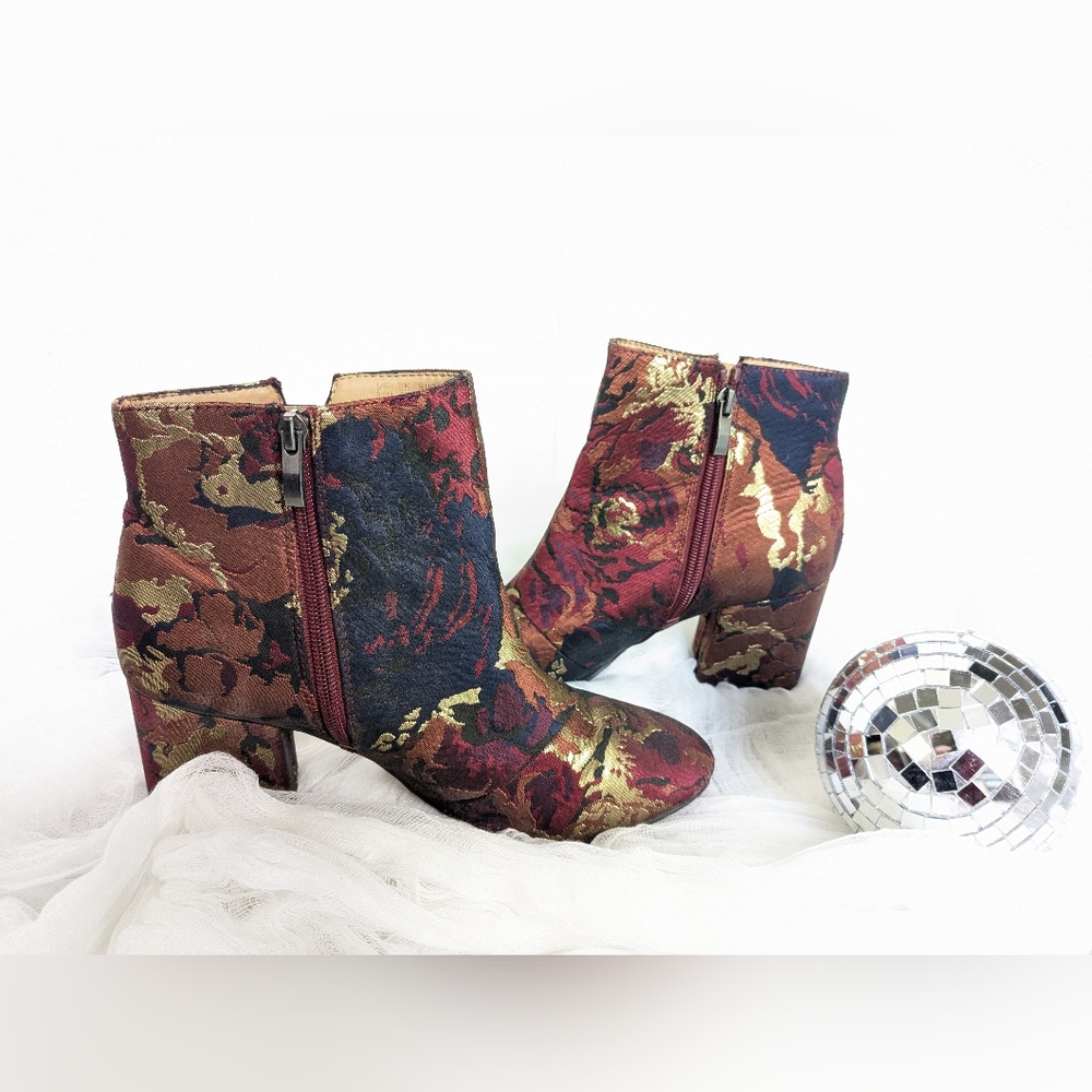 Franco Sarto Floral Patterned Ankle Boots